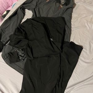 Scrub set with a sweater.